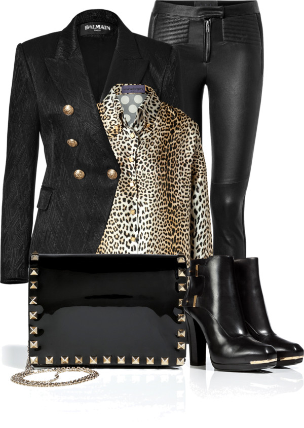 How to wear your Emanuel Ungaro Black white polka dots leopard print silk blouse