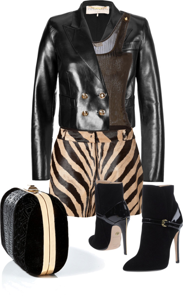 EMILIO PUCCI Haircalf Animal Print Shorts leather cropped blazer ankle boots box clutch