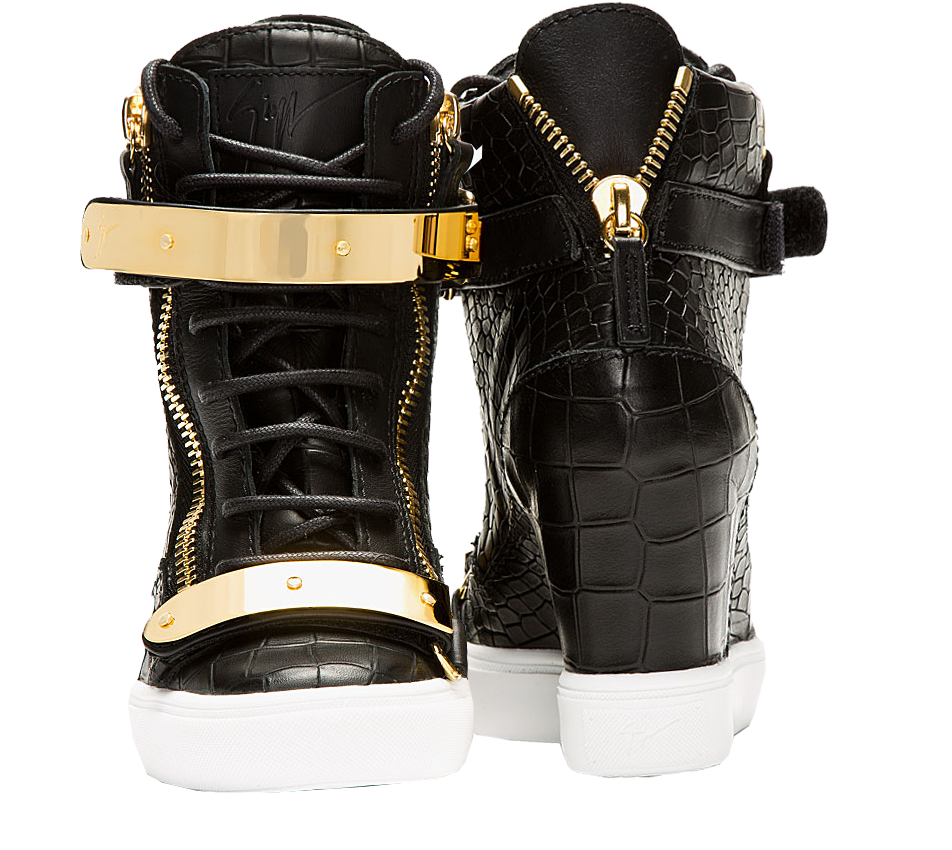 Giuseppe Zanotti Black croc-embossed Lorenz Wedge Sneakers