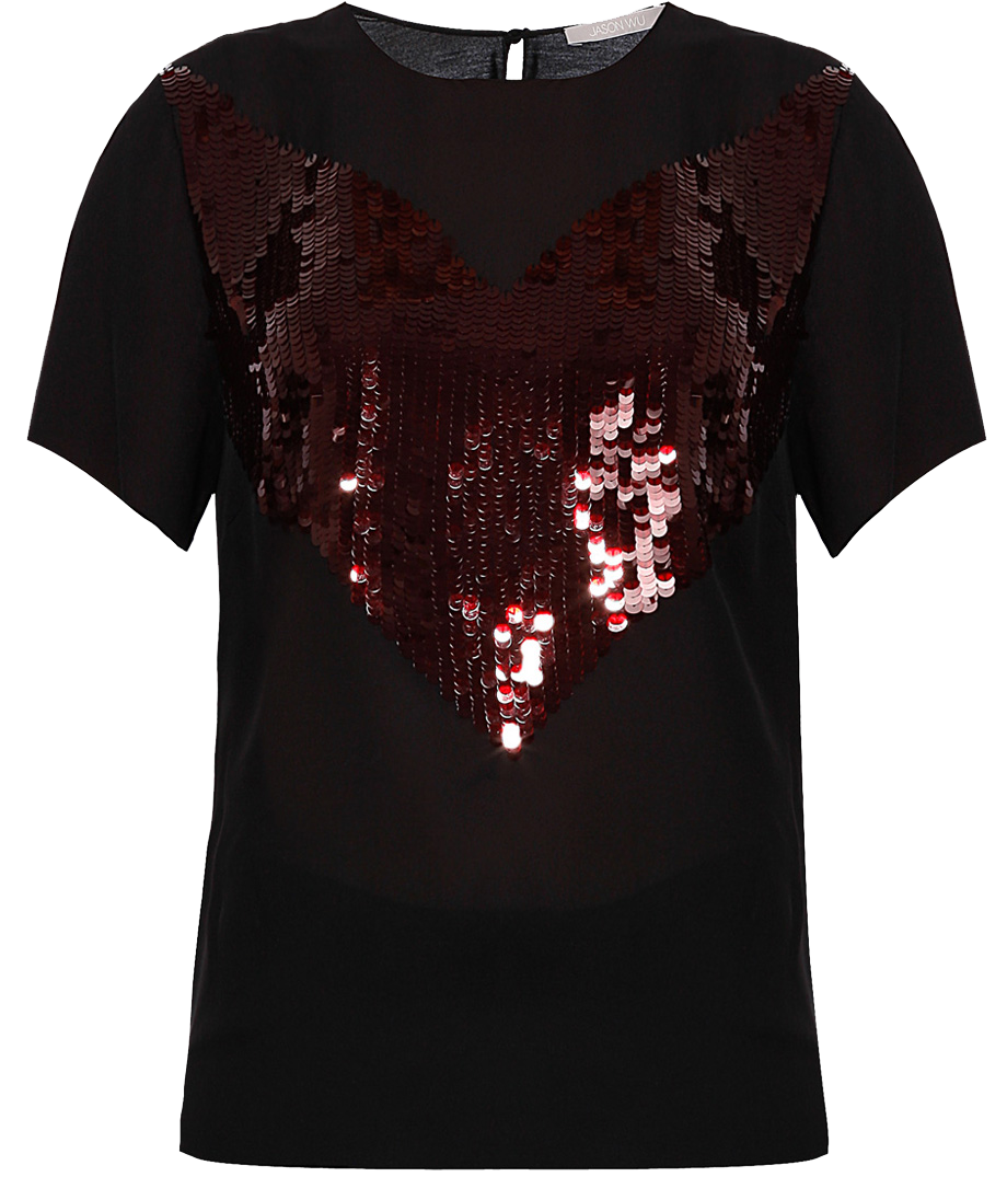 Jason Wu black silk sequin tee shirt