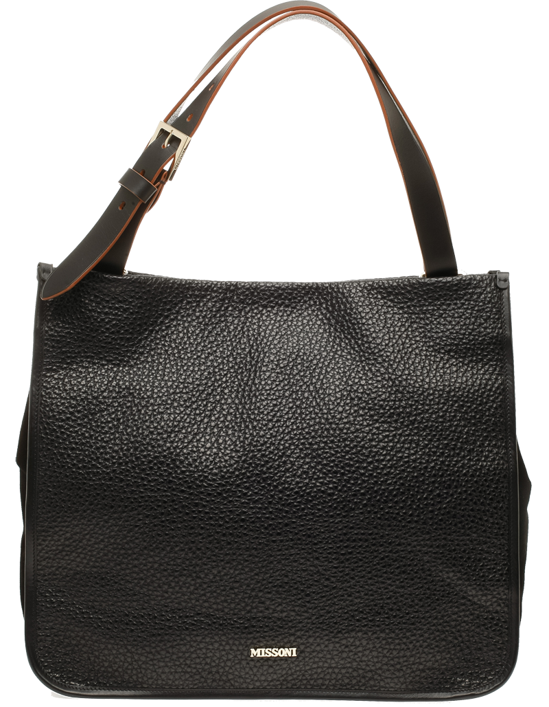 Missoni black leather shoulder bag with Belt Strap Detail