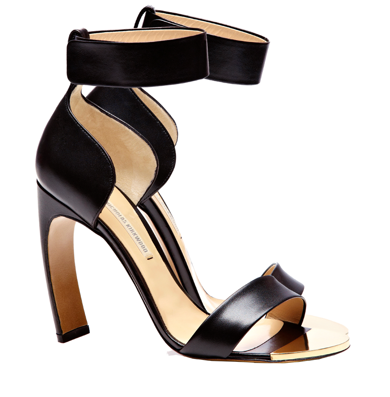Nicholas Kirkwood black Curved Heel Leather Ankle-Strap sandals