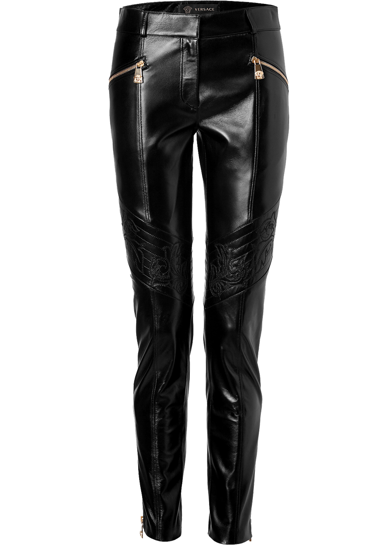 Versace black patent leather pants