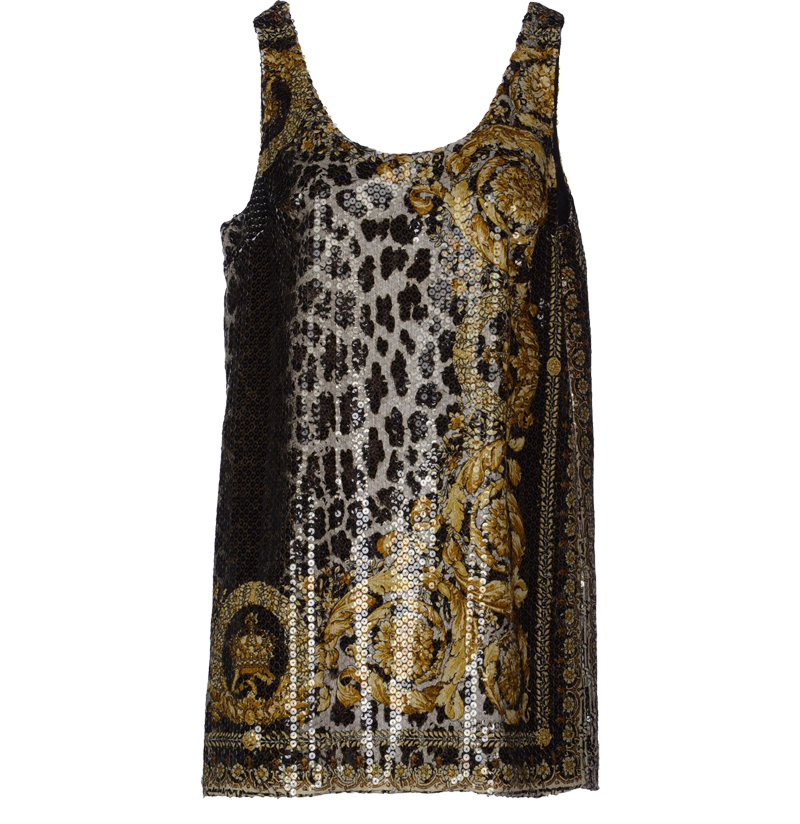 Versace sleeveless sequins multicolor pattern tube dres