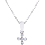 Cada 18kt White gold Mini Mini Milano Cross necklace with white diamonds