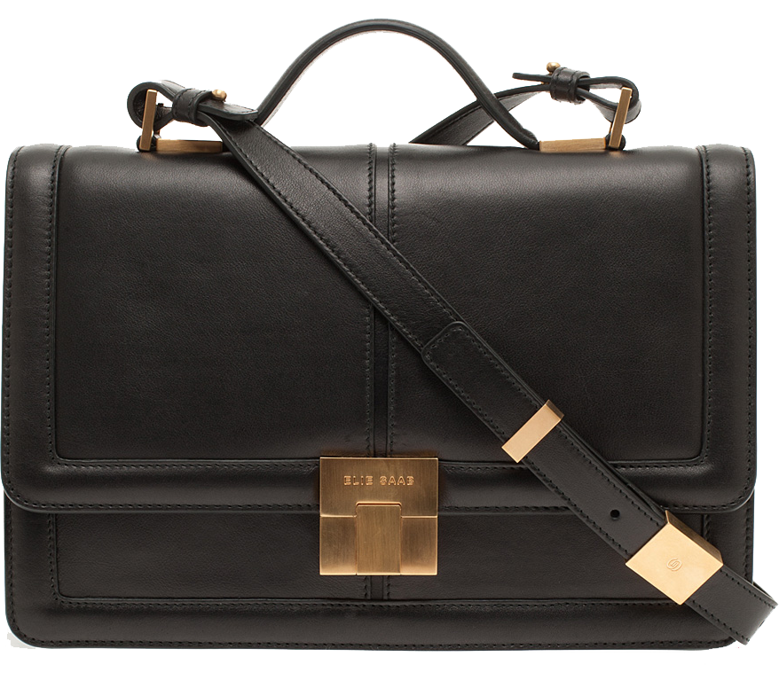 Elie Saab black Medium Calfskin Leather Buckle Bag