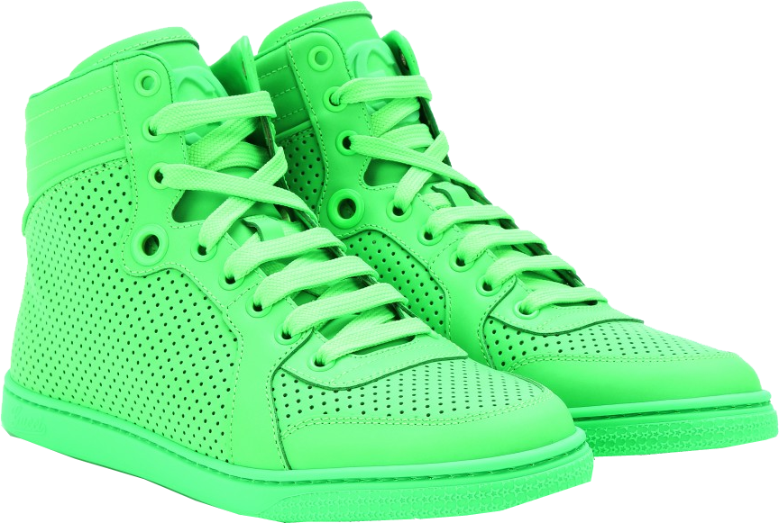 Gucci neon green leather high-top sneakers