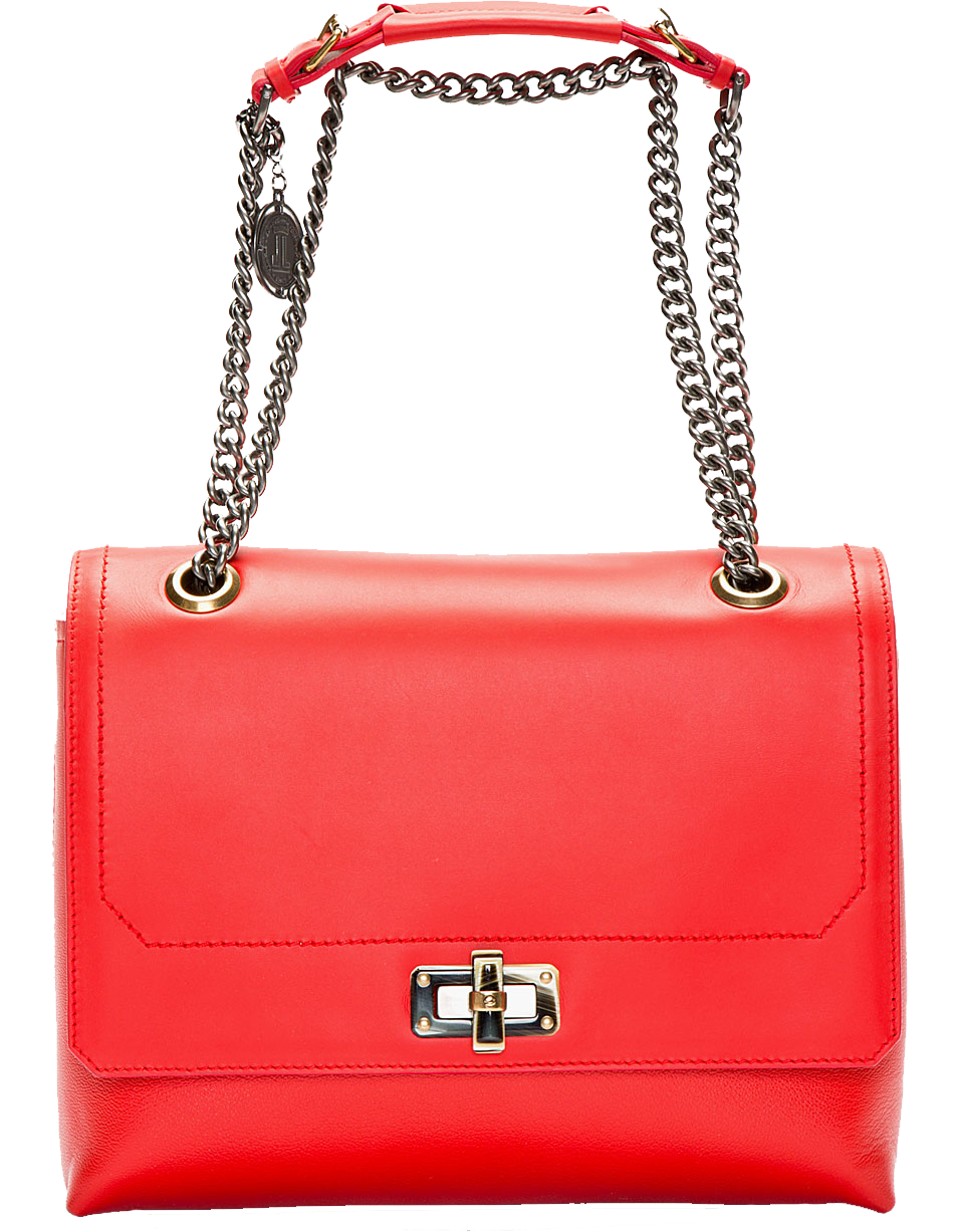 Lanvin Poppy Red Leather Happy Edgy Medium Shoulder Bag