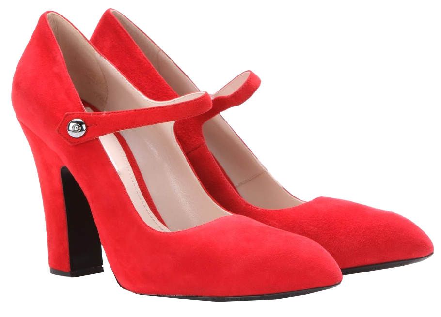 Miu Miu red suede chunky heel mary jane style pumps