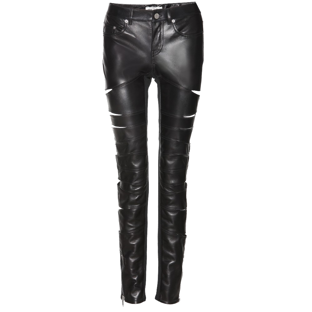 Saint Laurent black Slit leather trousers