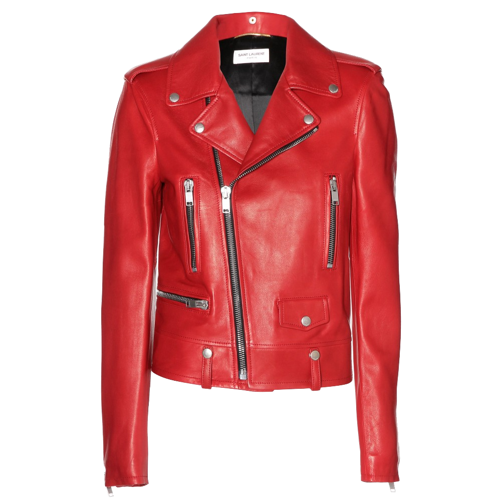 Saint Laurent red Leather Biker Jacket