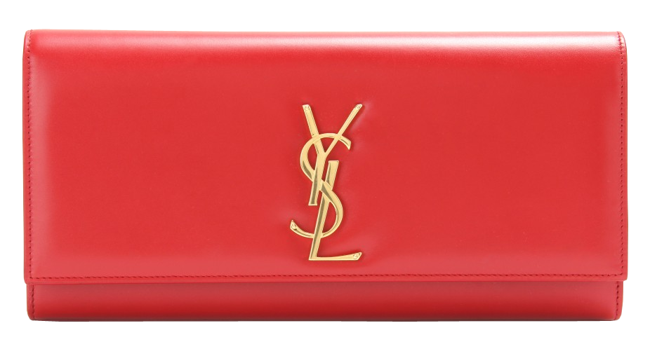Saint Laurent red patent leather logo clutch