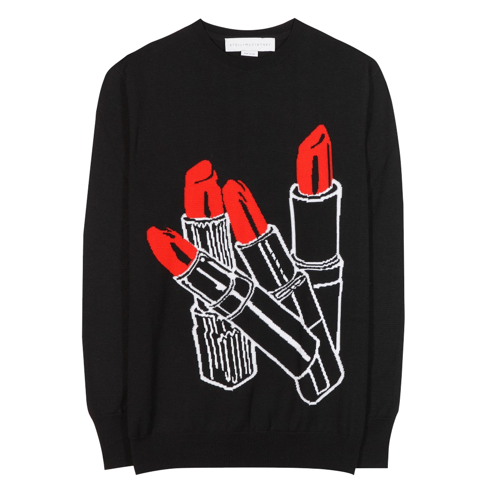 Stella McCartney black Wool and silk-blend lipstick-intarsia sweater