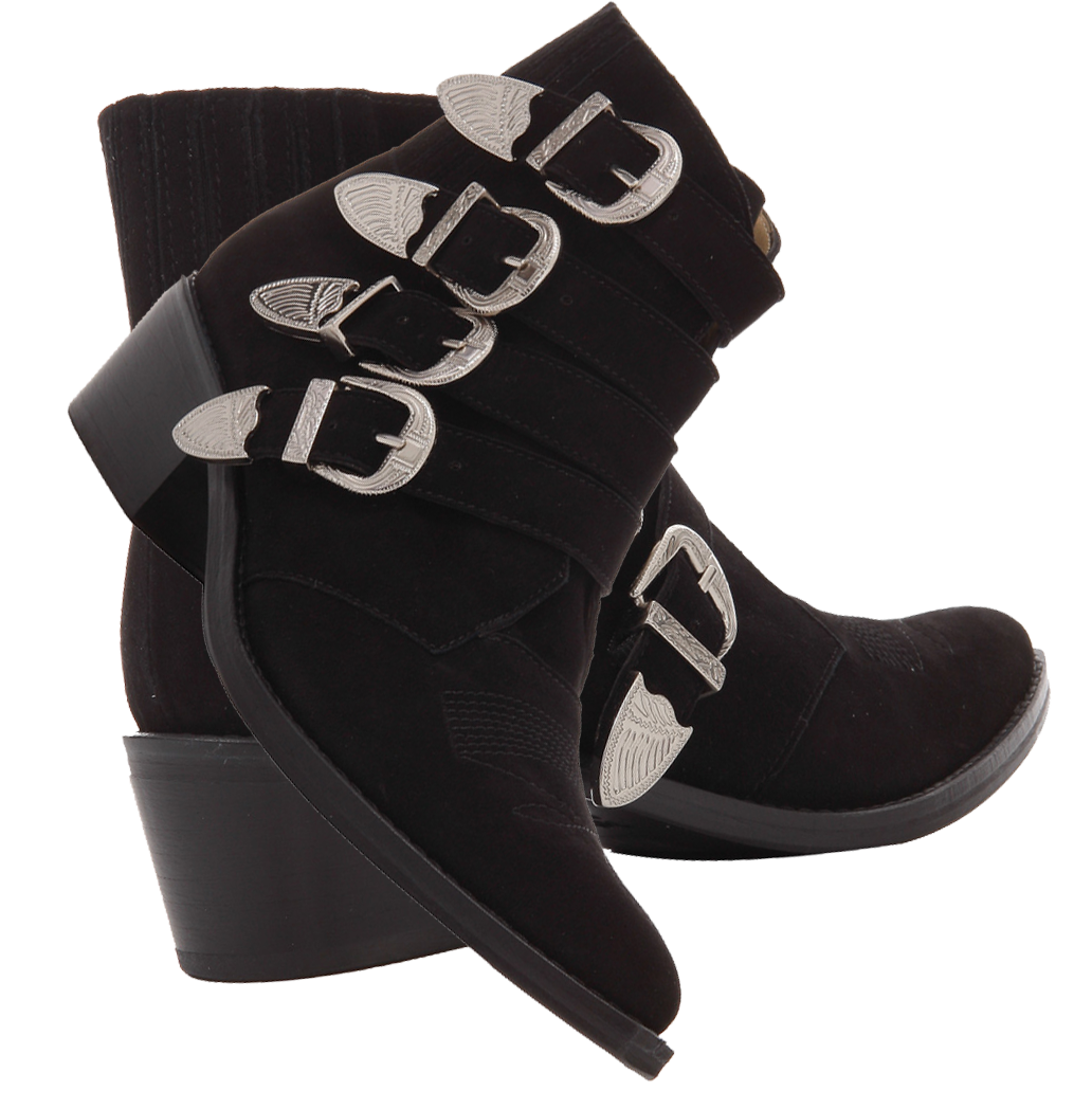 Toga Pulla Four Buckle black Suede ankle Boots