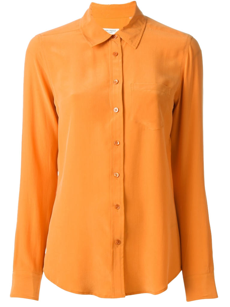 Burnt orange silk shirt from Equipment
