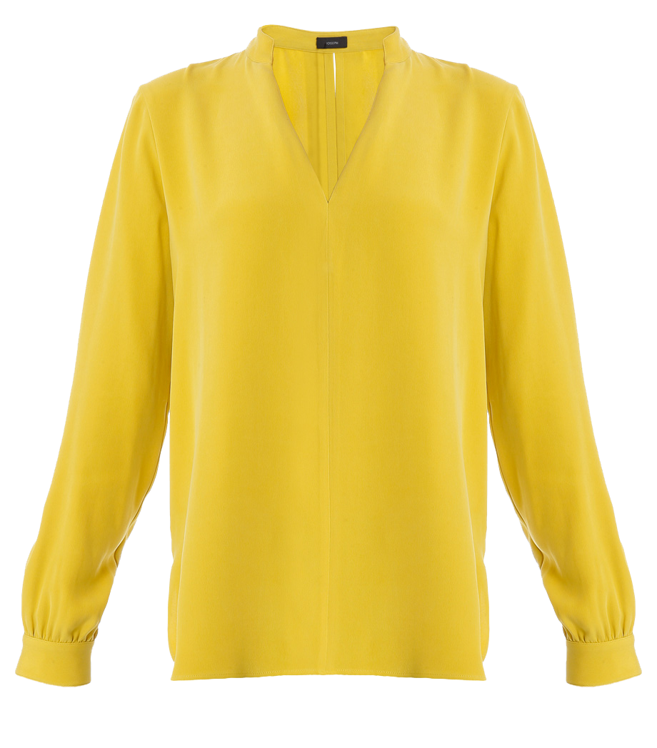 Joseph Ange yellow long-sleeved v-neck silk blouse