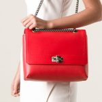 Lanvin Poppy Red Leather Happy Edgy Medium Shoulder Bag