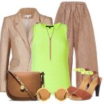 See By Chloe Women’s Braided Ankle Strap Open-Toe Sandal Pina Lace Pants lime green tank top brown leather bag blazer sunglasses necklace
