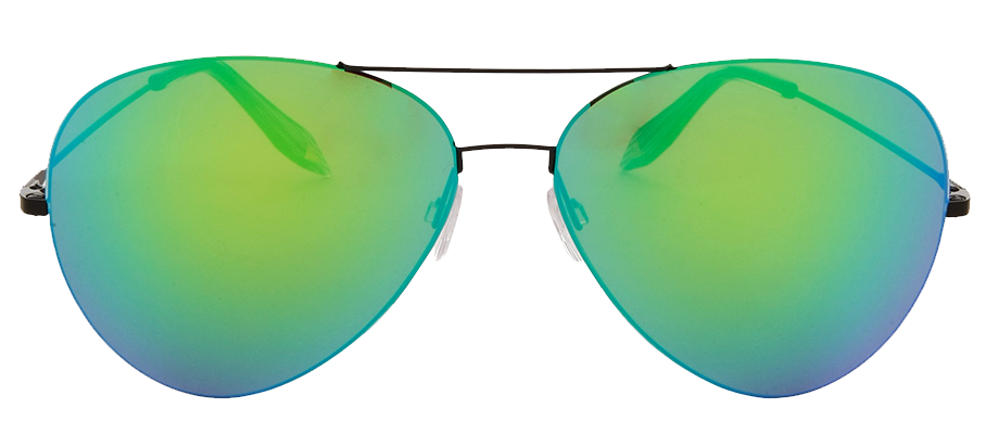 Victoria Beckham Feather Aviator oversized green lens sunglasses