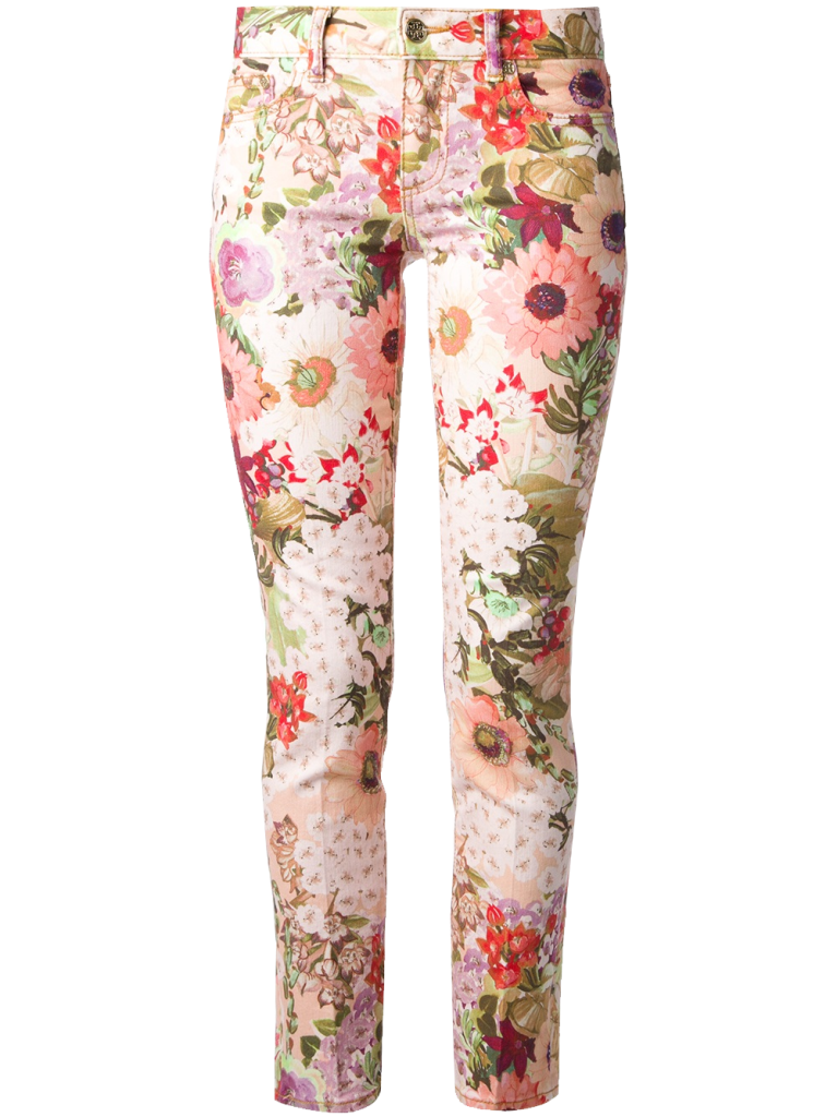 Multicolour cotton blend floral print jean from Tory Burch