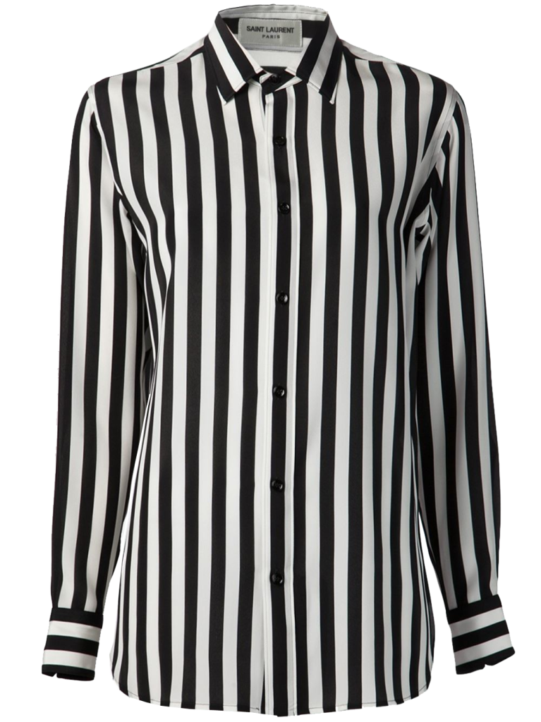 Black and white silk striped shirt from Saint Laurent