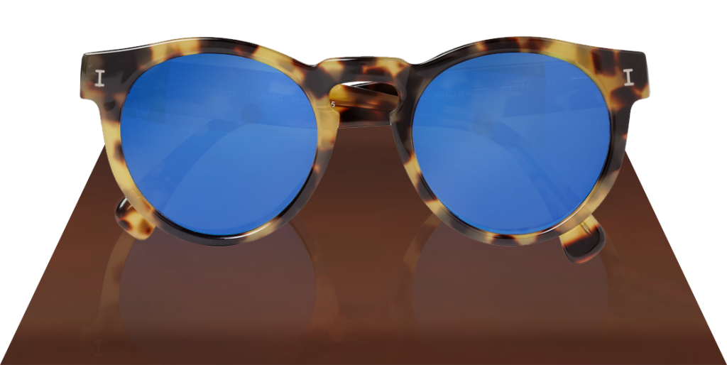 Illesteva Leonard Mirrored blue lenses Sunglasses in Matte Tortoise