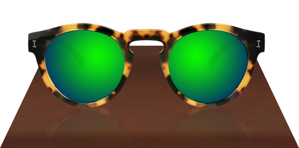 Illesteva Leonard Tortoise with Green Mirrored Lenses sunglasses