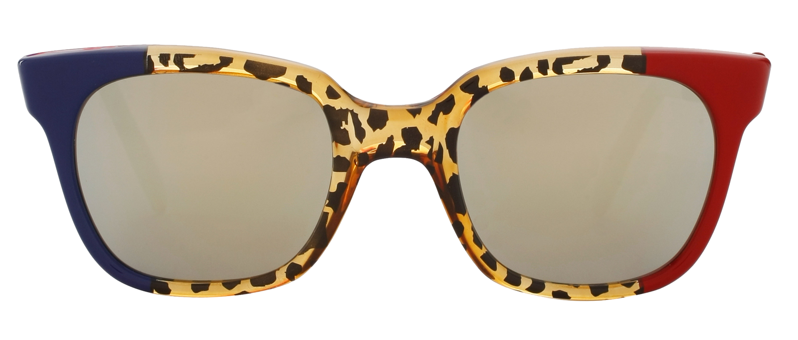 SHERIFF AND CHERRY Acetate WayFarer Sunglasses leopard print red navy
