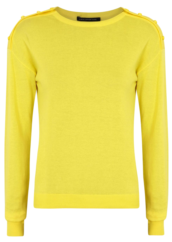 Christopher Kane Yellow Swarovski crystal embellished cotton sweater