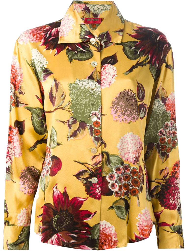 Multi coloured silk floral print shirt from Kenzo Vintage
