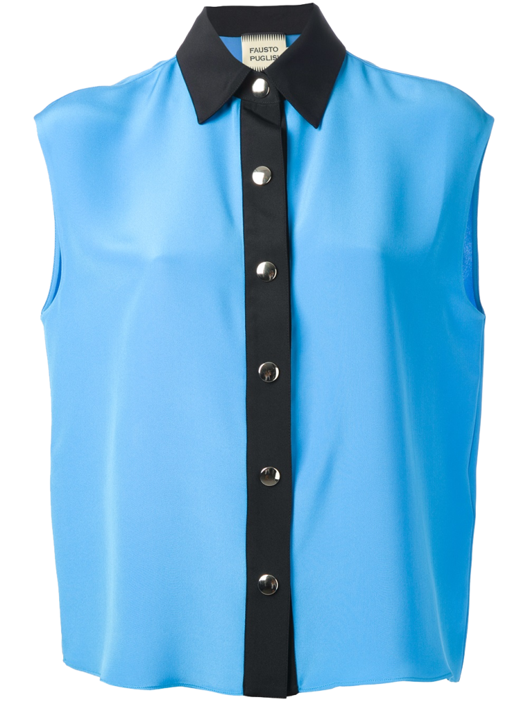 Blue and black silk shirt from Fausto Puglisi