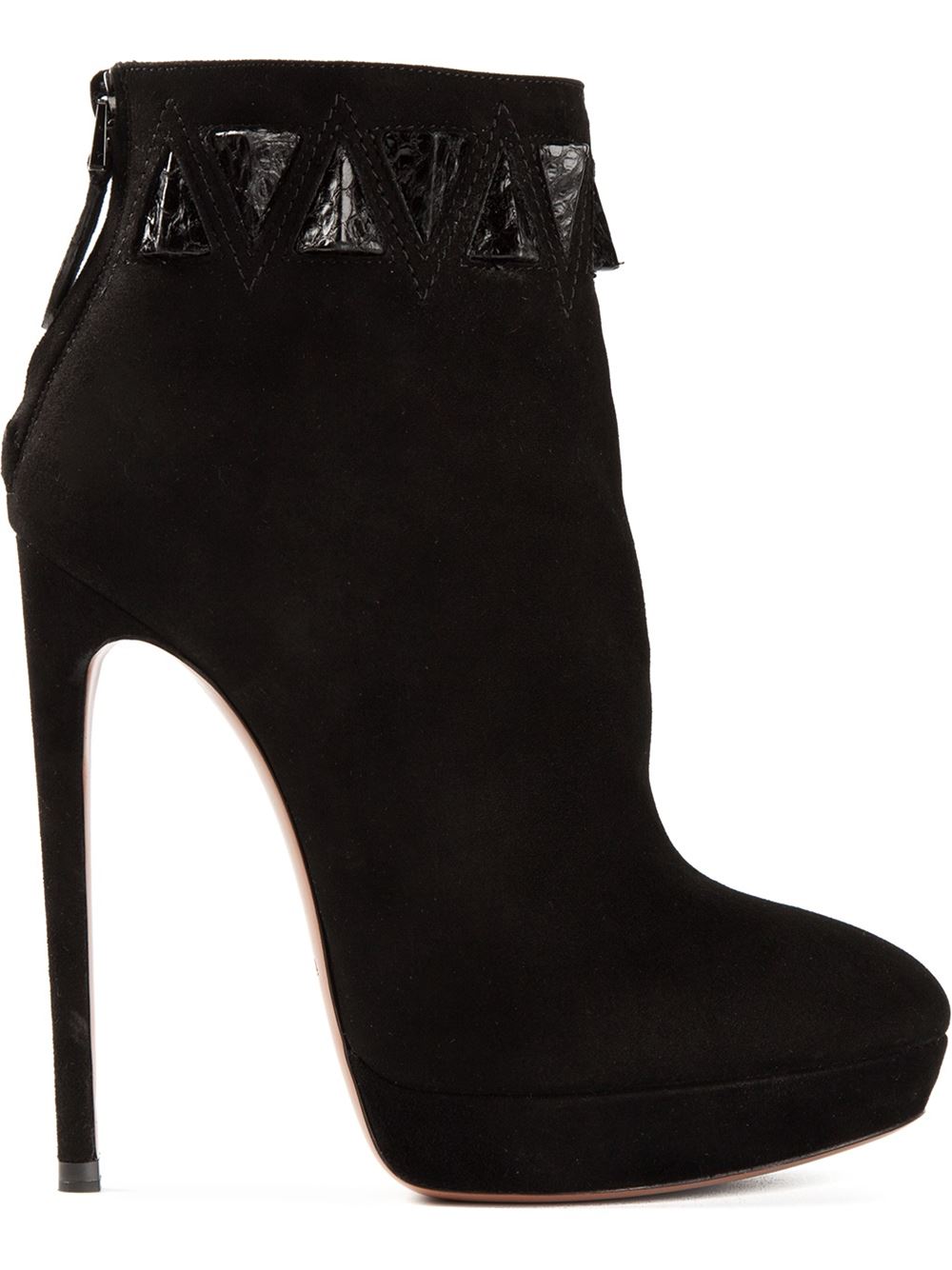Black chamois and python skin leather ankle boots from Alaia