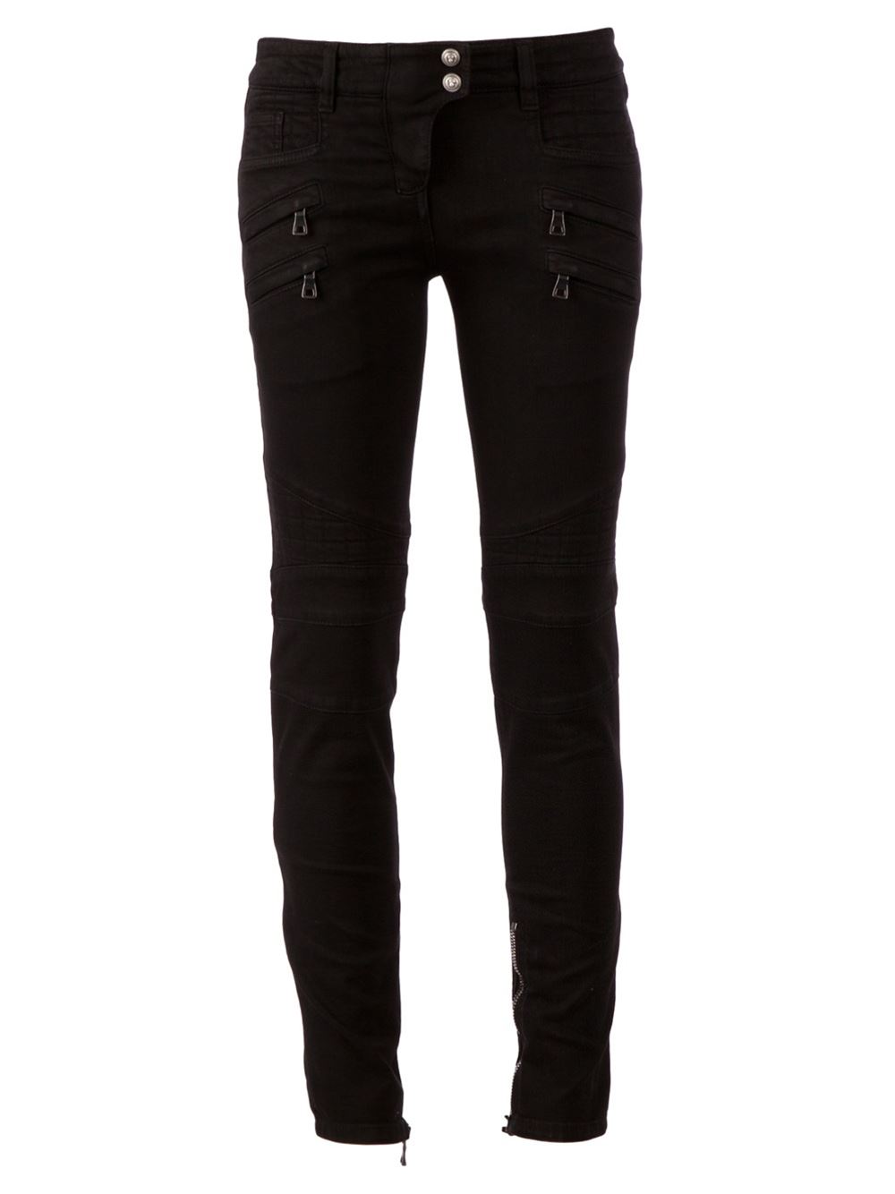 Black cotton blend skinny jeans from Balmain