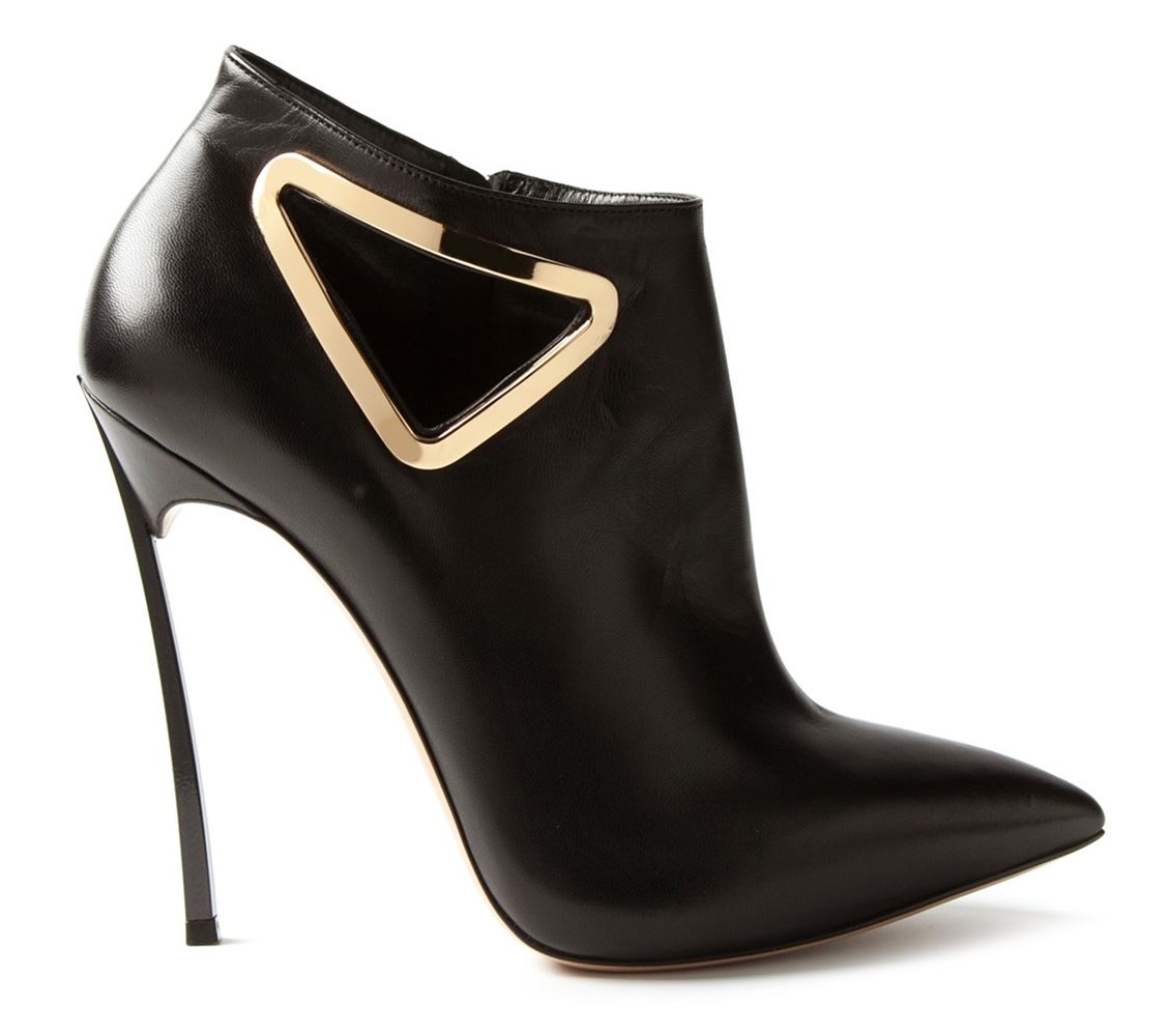 Black leather Triangle booties from Casadei