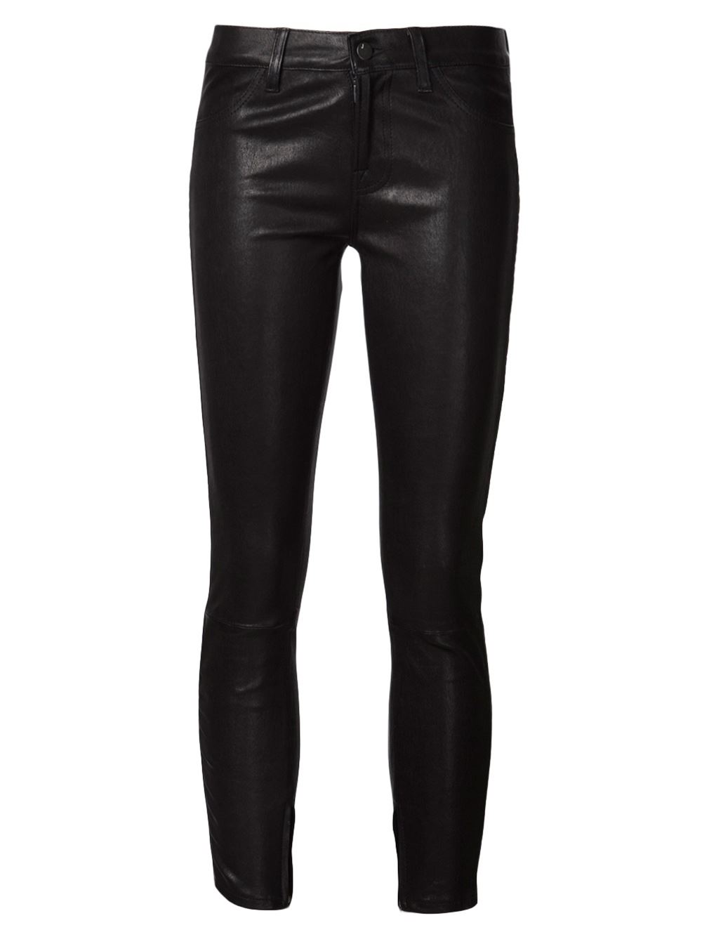 Black leather cropped trousers from J Brand