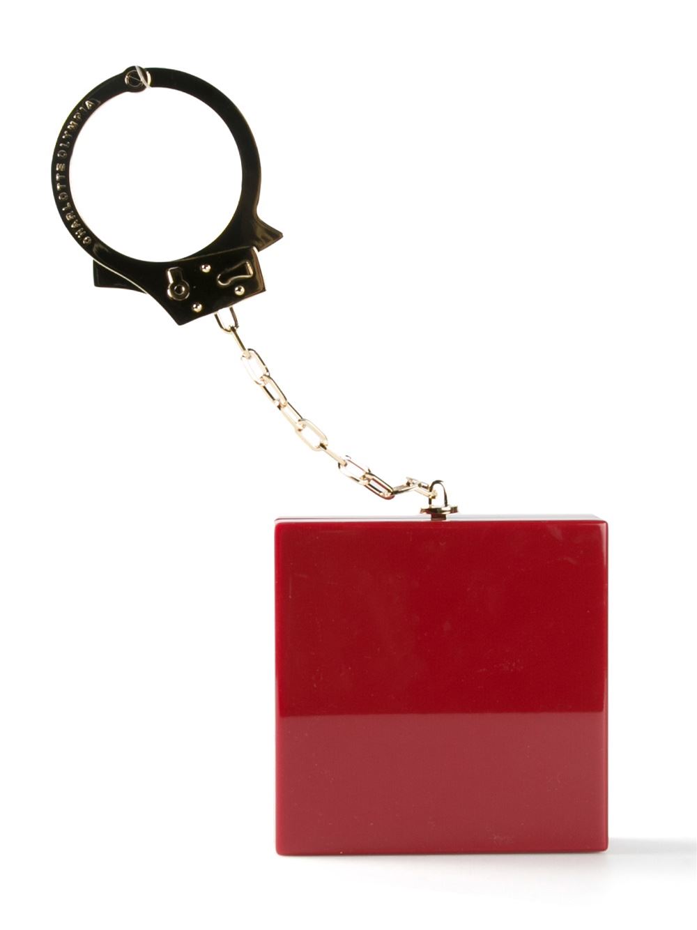 Crimson red Kinky clutch from Charlotte Olympia
