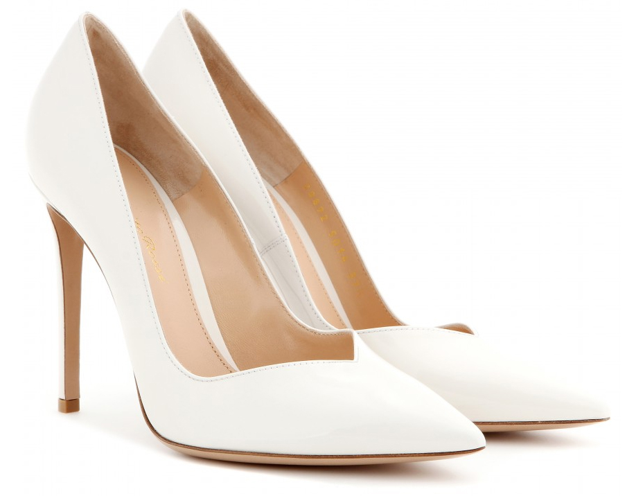 Gianvito Rossi pointed toe white Patent-leather pumps