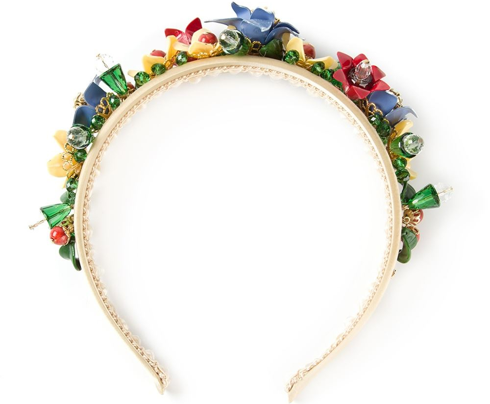 Multi coloured silk floral headband from Dolce Gabbana