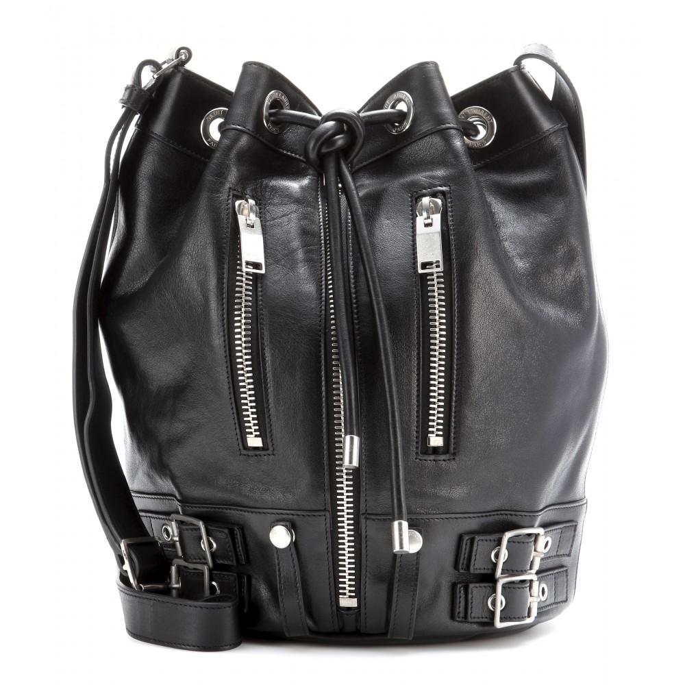 Saint Laurent Rider Medium Bucket black leather shoulder bag