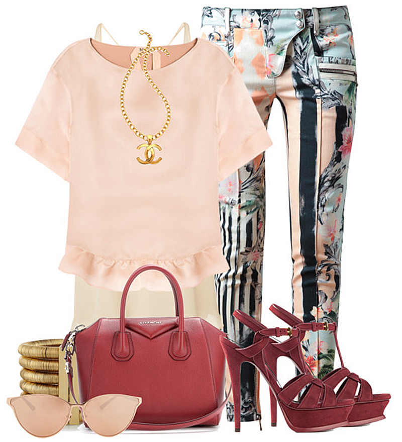 outfit with wine red Givenchy Antigona bag