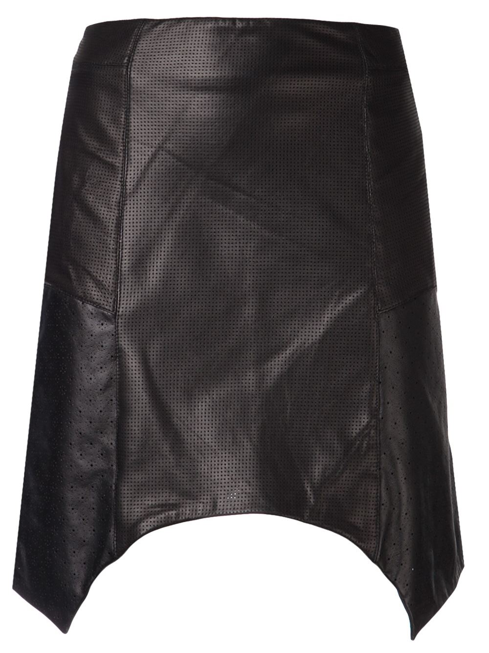 Black lambskin asymmetrical skirt from Tess Giberson