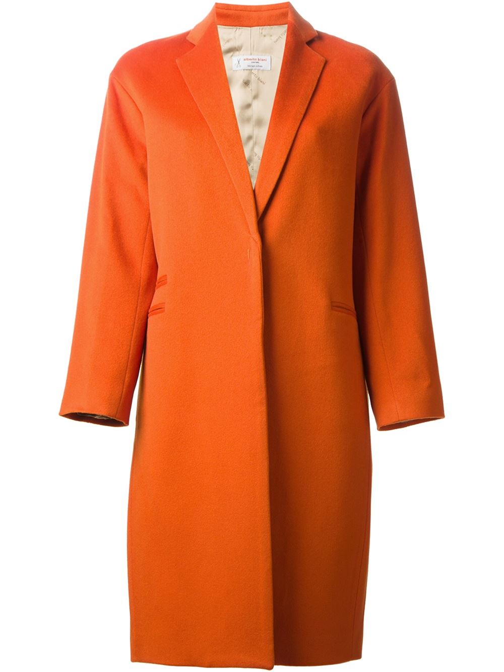 Orange virgin wool single breasted coat from Alberto Biani