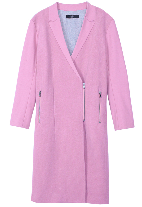 Tibi pink Paneled boucle wool-felt coat
