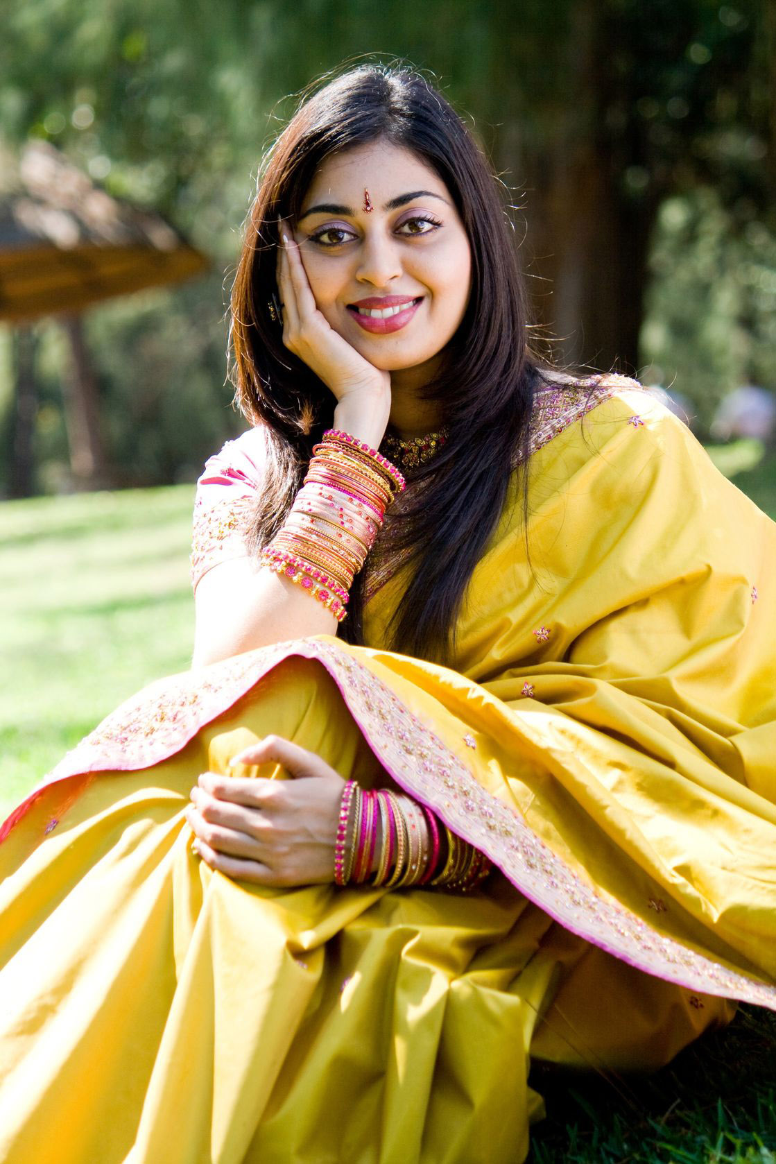 beautiful indian woman in yellow