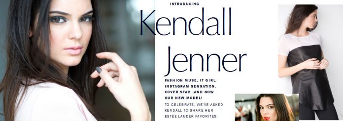 Kendall Jenner estee lauder screenshot estee lauder webpage