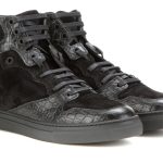 Balenciage leather and suede high top sneakers black