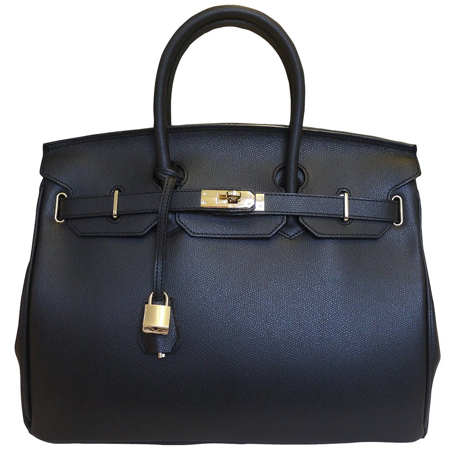 Carbotti Birkin Inspired Style Classico Leather Handbag 35cm Black