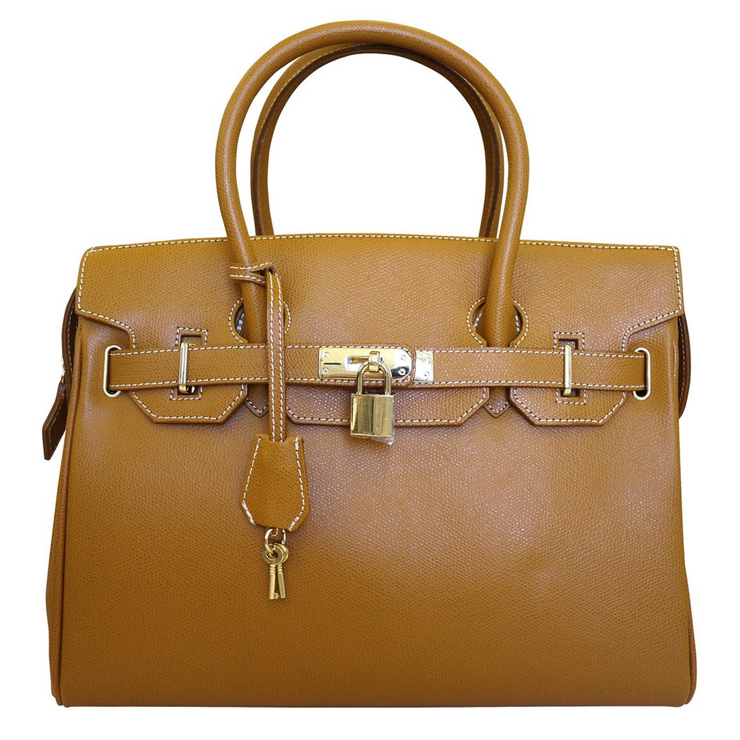Carbotti Birkin Inspired Style Classico Leather Handbag in Honey ...