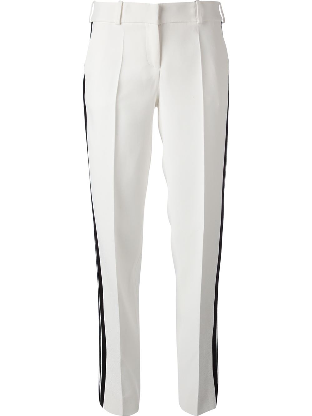 GIORGIO ARMANI white wide leg trousers black side stripe