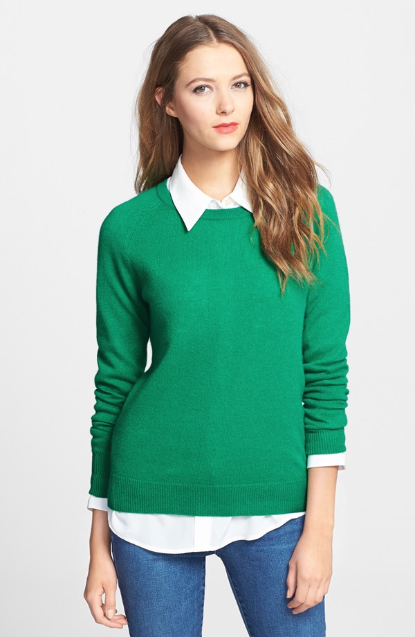 Halogen green Crewneck Cashmere Sweater